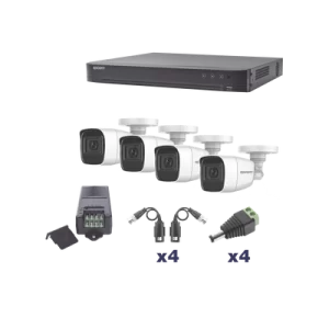 KIT TurboHD 1080p / DVR 4 Canales / 4 Cámaras Bala Policarbonato con Audio Integrado